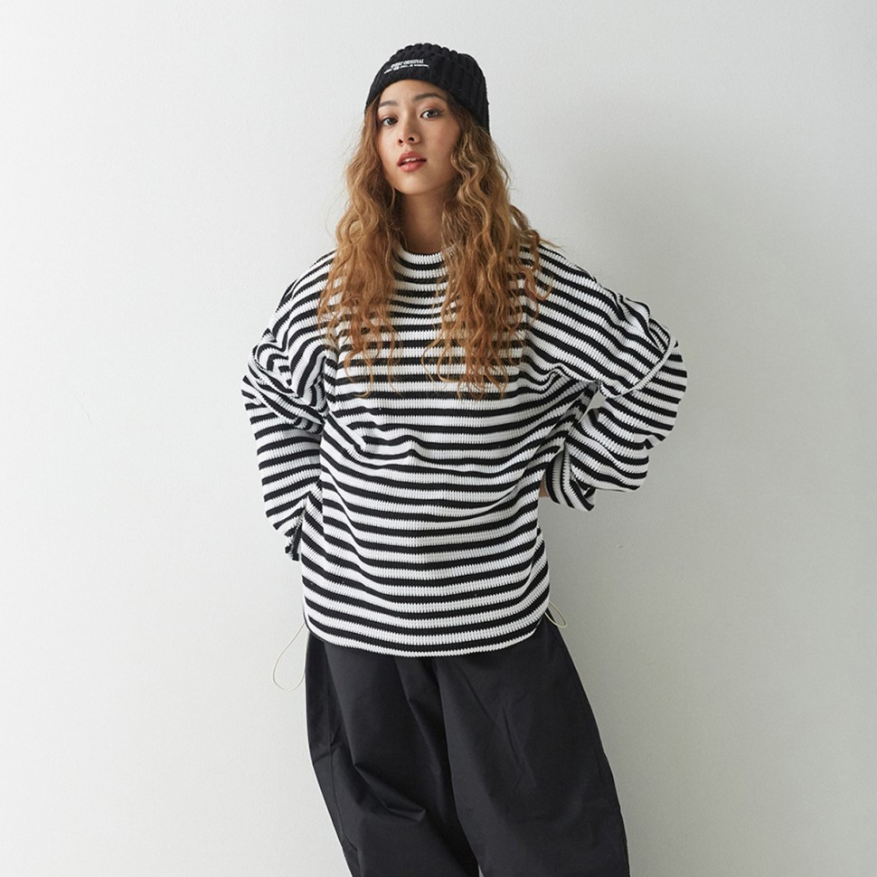 Свитшот  BSRABBIT Stripe High Neck Pullover Black 2023 фото 2