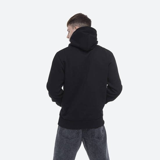 фото Толстовка с капюшоном carhartt wip hooded script embroidery sweatshirt black / white 2022