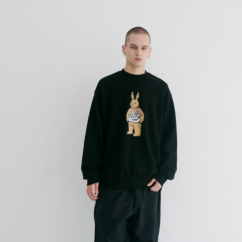 Свитшот  BSRABBIT Big Bear Rabbit Crewneck Black 2023 фото 2