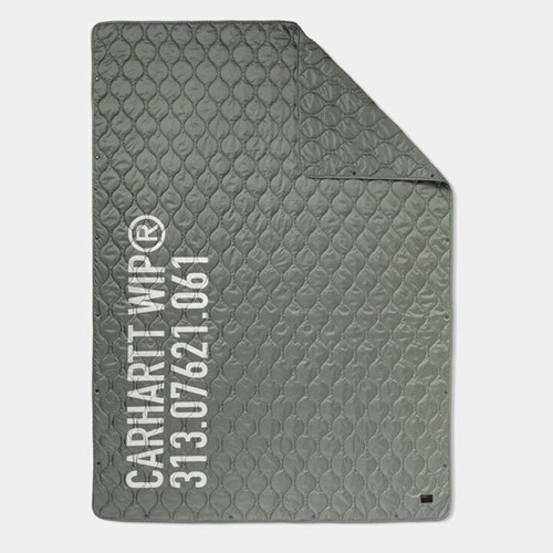 Плед CARHARTT WIP Quilted Blanket Smoke Green/Reflective, фото 1