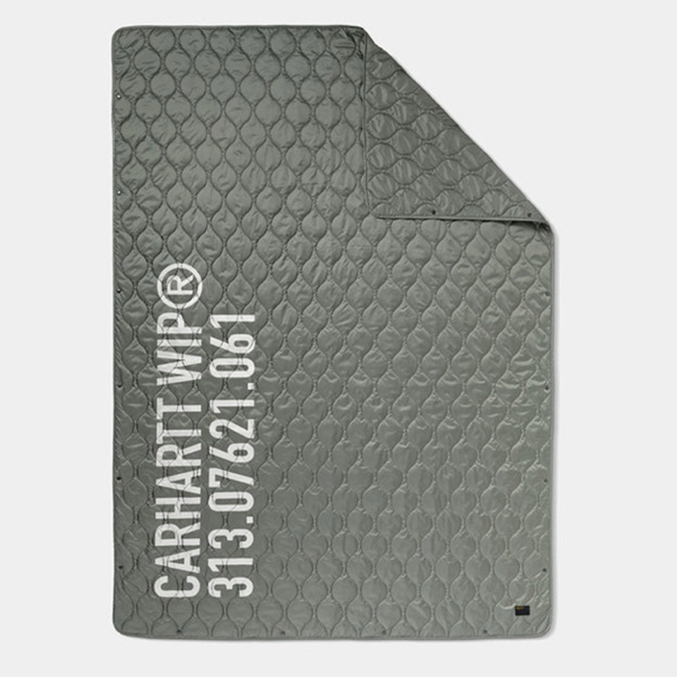 Плед CARHARTT WIP Quilted Blanket Smoke Green/Reflective