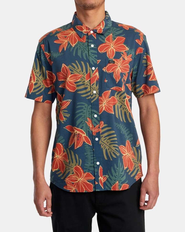 

Рубашка RVCA Wild Hibiscus Ss Duck Blue