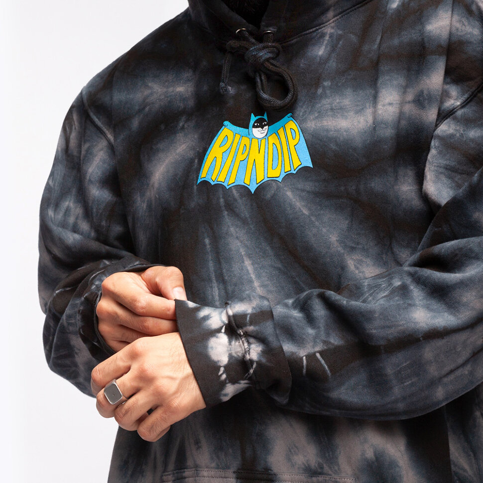 фото Толстовка ripndip catman hoodie black spiral tie dye 2021