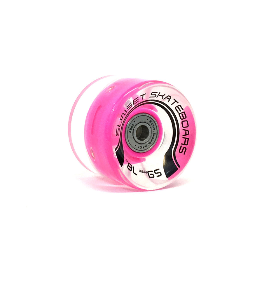 фото Колеса для лонгборда sunset skateboards long board wheel with abec9 ss pink 65 mm