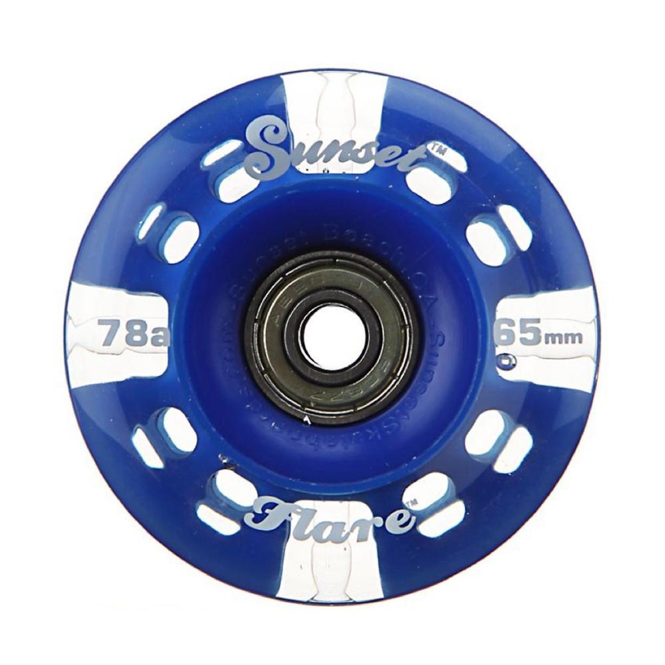 фото Колеса для лонгборда sunset skateboards long board wheel with abec9 ss blue 65 mm