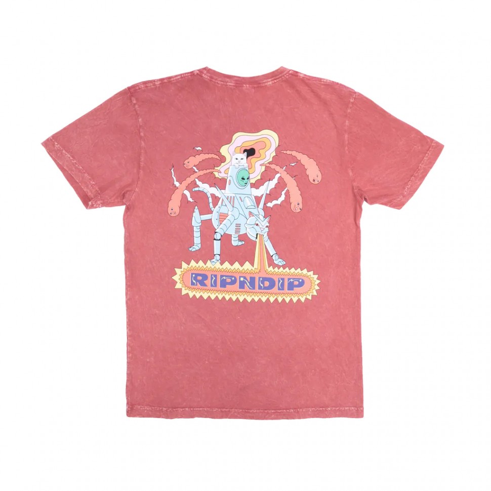Футболка RIPNDIP Robot Attack Tee Clay Mineral Wash 2022 фото 2