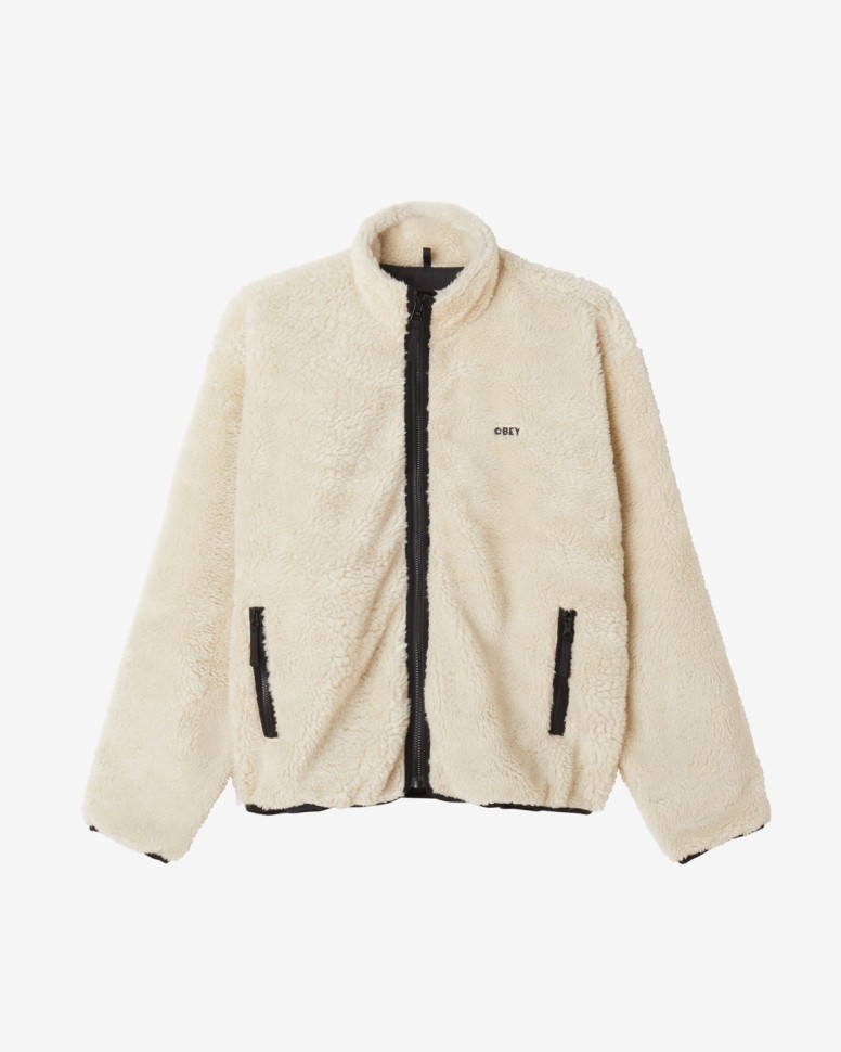 Куртка флисовая OBEY Icon Face Sherpa Jacket FW25 Unbleached