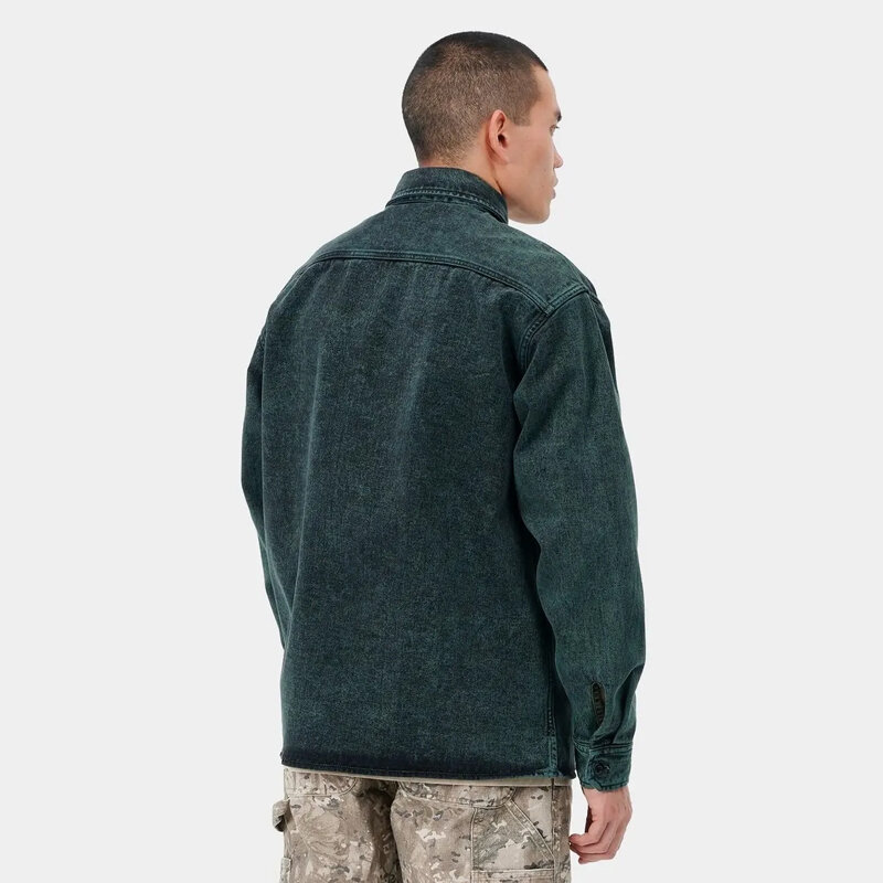 Рубашка CARHARTT WIP L/S Reno Shirt Deep Lagoon (Crater Wash) 2021 фото 2