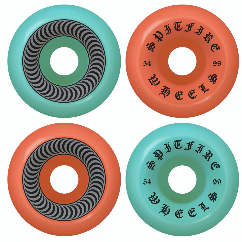 

Колеса для скейтборда SPITFIRE Wheel Og Classic Mashup Blue/Red 54MM 99A, Оранжевый;бирюзовый