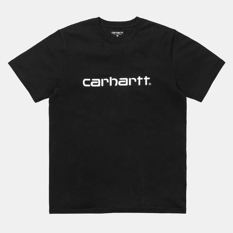 Футболка CARHARTT WIP S/S Script T-Shirt Black / White 2022 4064958086352, размер M - фото 1
