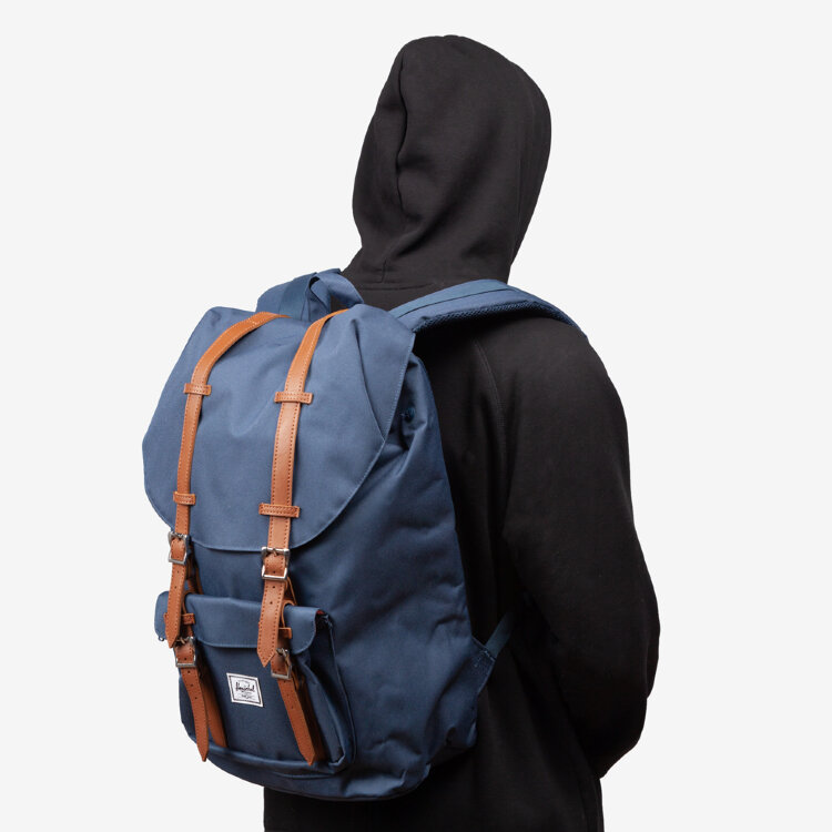Рюкзак HERSCHEL Herschel Little America Navy/Tan Synthetic Leather , фото 1