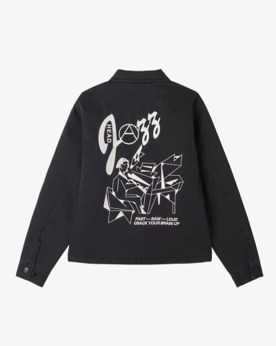 Куртка OBEY Head Jazz Zip Up Jacket Digital Black Faded Wash, фото 2