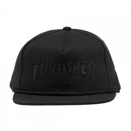 Пятипанельная кепка THRASHER Rope Snapback Black/Black, фото 3