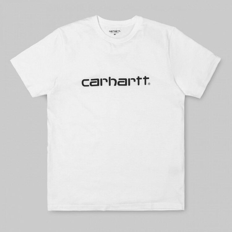 Футболка CARHARTT WIP S/S Script T-Shirt White Black 2021, фото 1