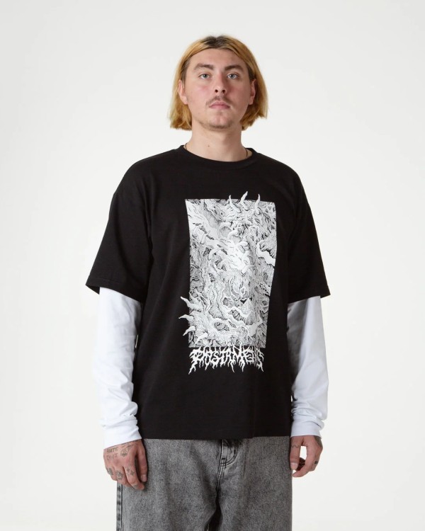 Лонгслив POSTAMENTS Spines FW25 Khaki/Black, фото 1