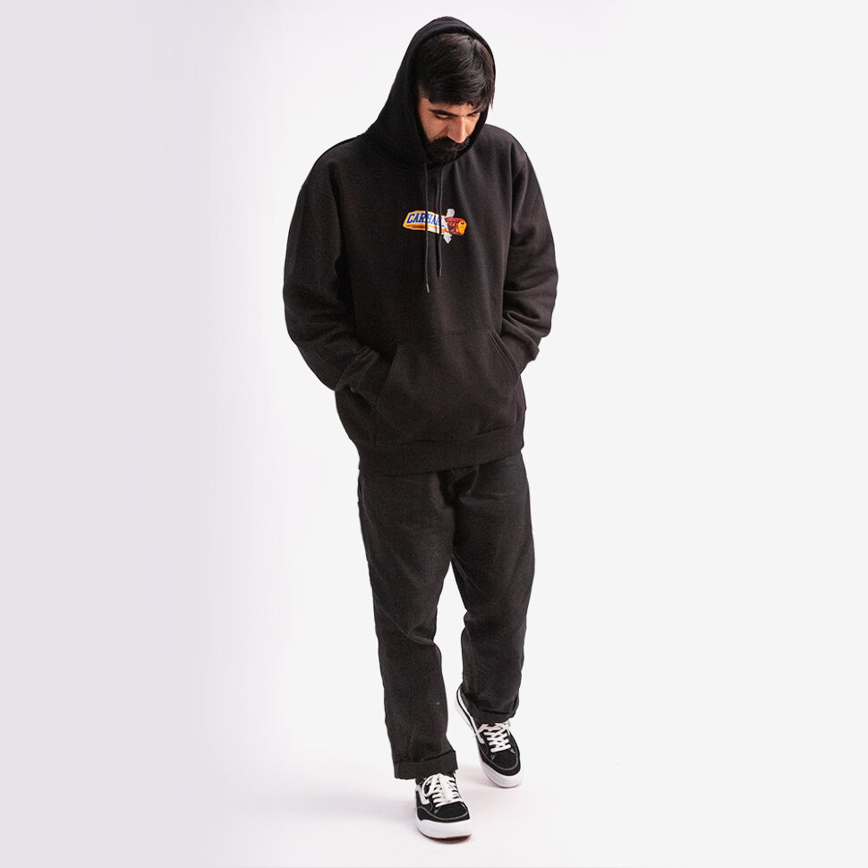 фото Толстовка с капюшоном carhartt wip hooded chocolate bar sweatshirt black 2022