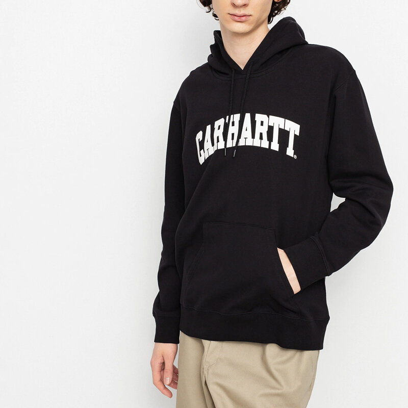 фото Толстовка с капюшоном carhartt wip hooded university sweatshirt black/white 2022