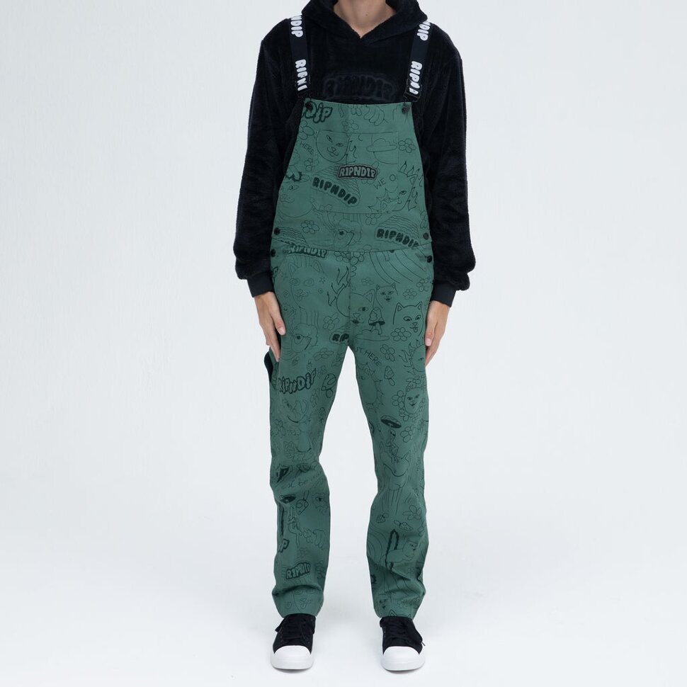 фото Брюки ripndip scribble cotton twill overalls forest green 2022