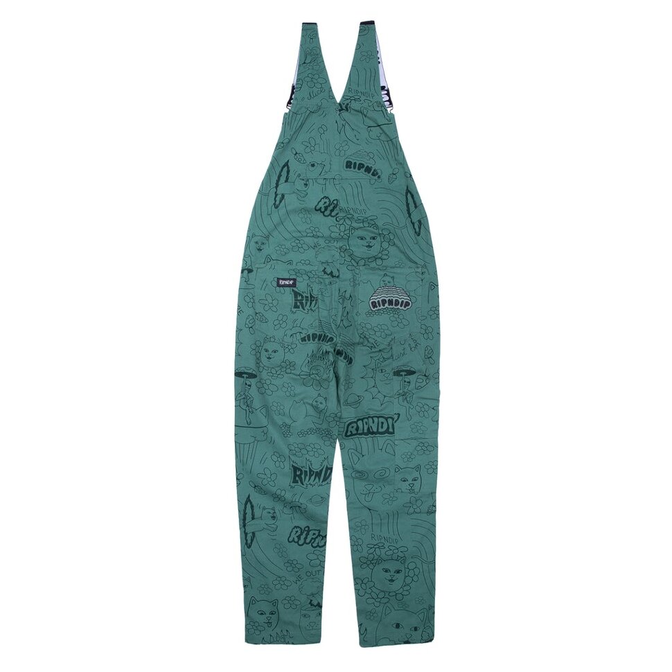 фото Брюки ripndip scribble cotton twill overalls forest green 2022