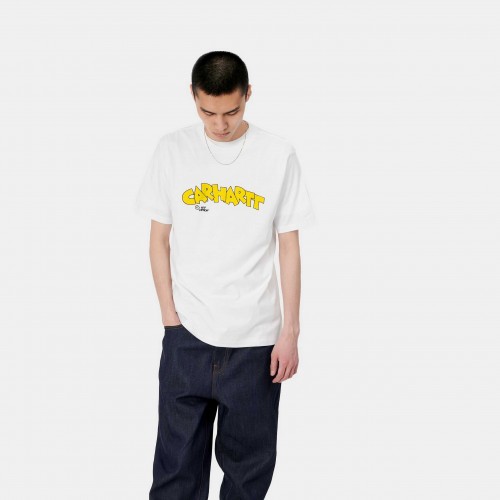 Хлопковая футболка с надписью CARHARTT WIP Loony Script T-Shirt White 2021, фото 1