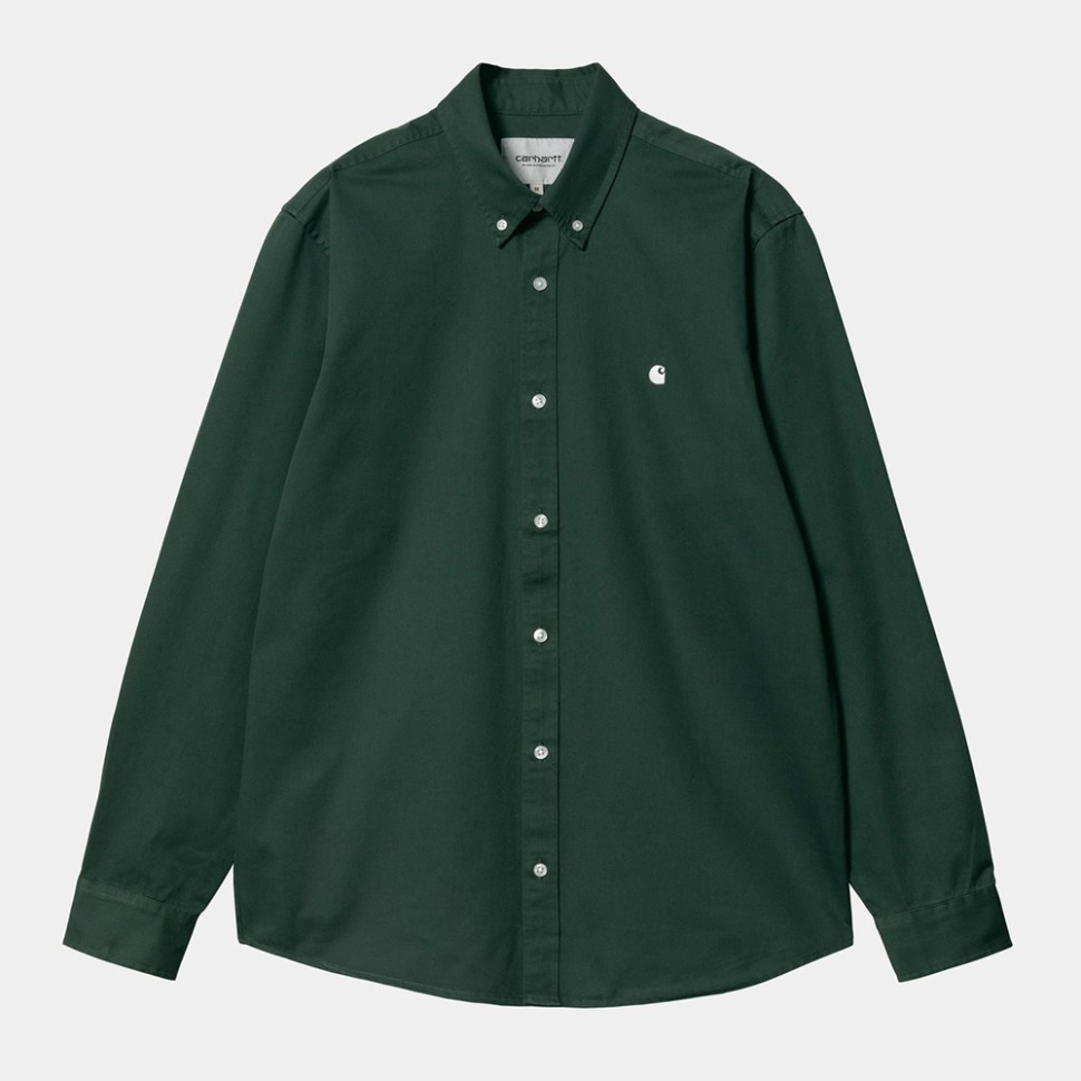 Рубашка CARHARTT WIP L/S Madison Shirt Discovery Green / Wax 4064958609186, размер S