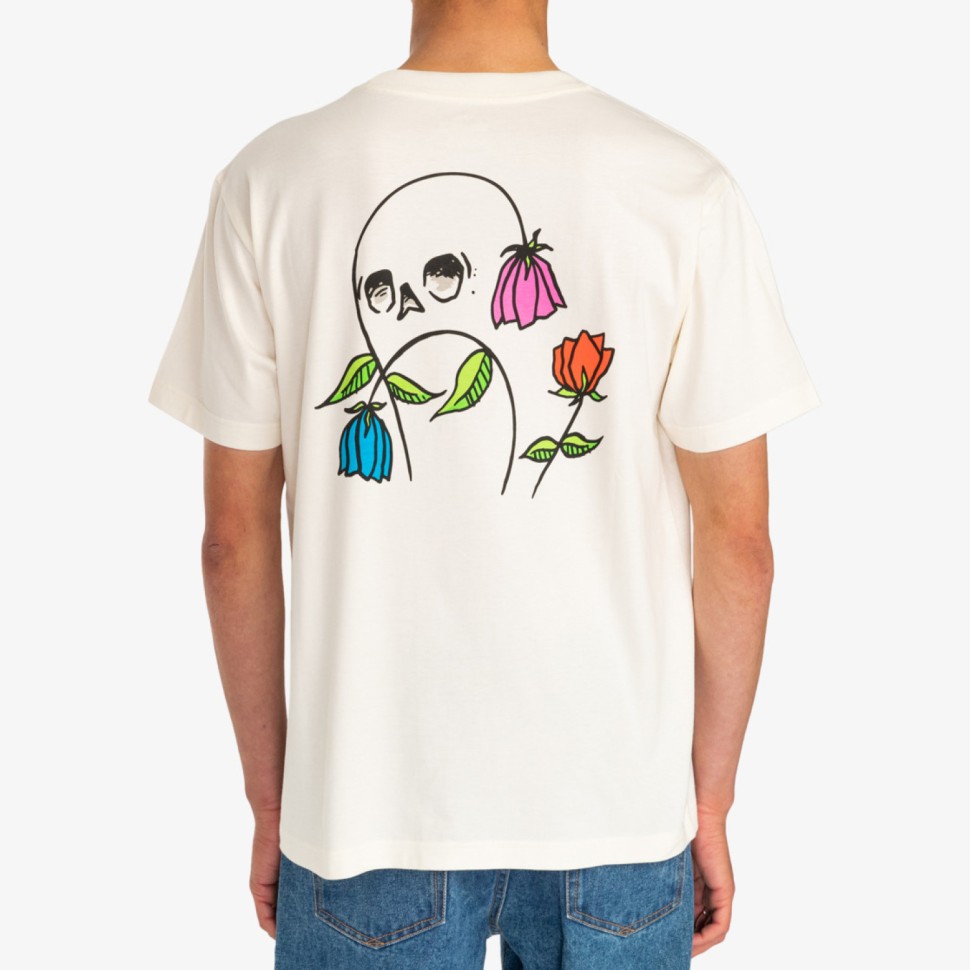 Футболка RVCA Flower Skull Ss Tee Antique White фото 2