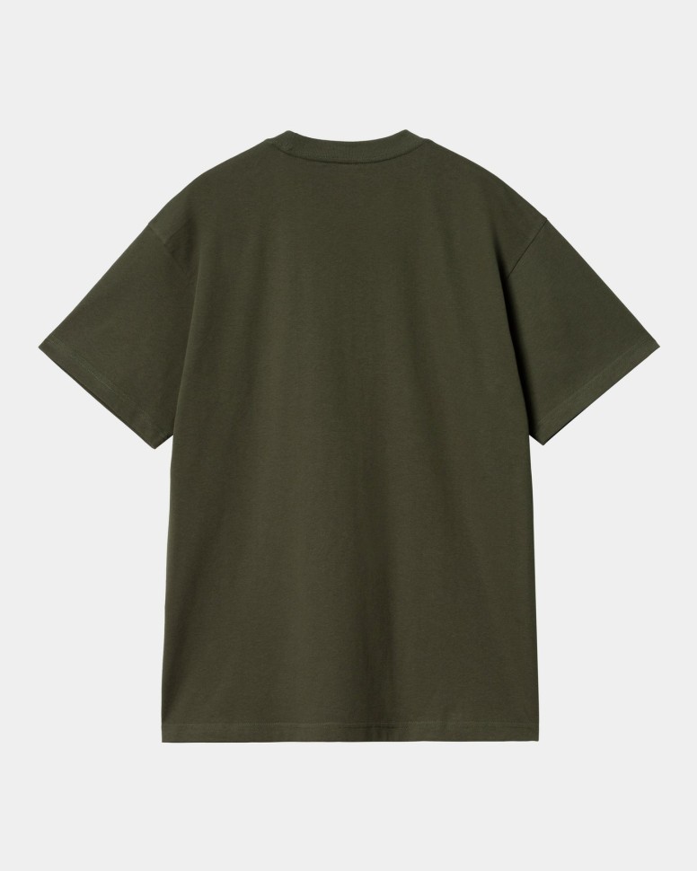 Футболка CARHARTT WIP S/S Basics T-Shirt FW25 Office Green / Winter Spice фото 2