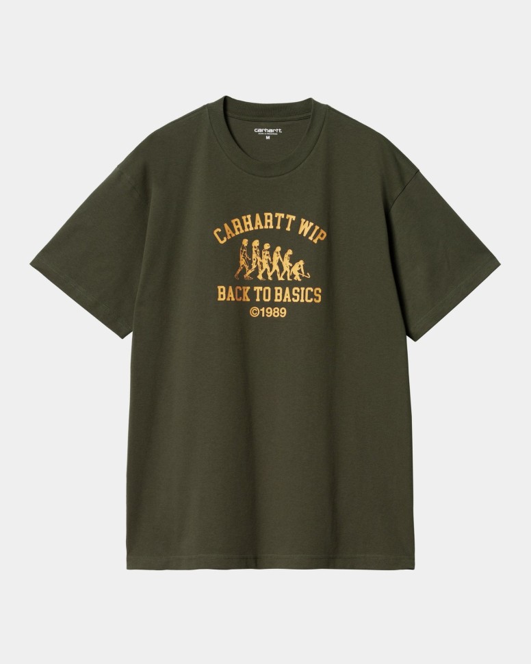 Футболка CARHARTT WIP S/S Basics T-Shirt FW25 Office Green / Winter Spice