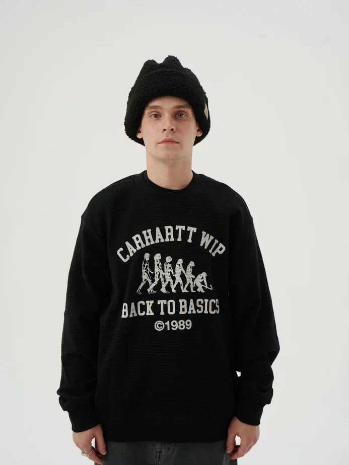Свитшот CARHARTT WIP Main Basics Sweat FW25 Black / White фото 3
