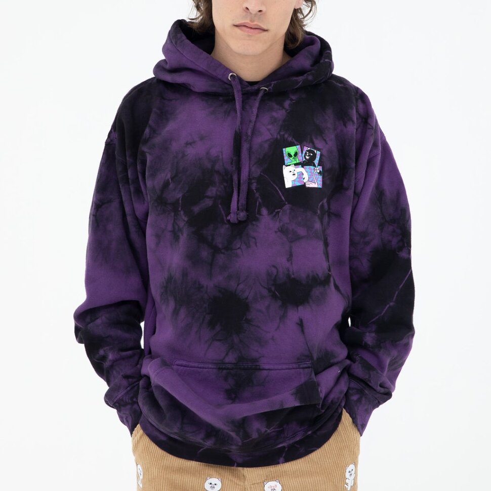 Толстовка с капюшоном RIPNDIP Sid Hoodie Purple & Black Tie Dye 2022 2000000576923