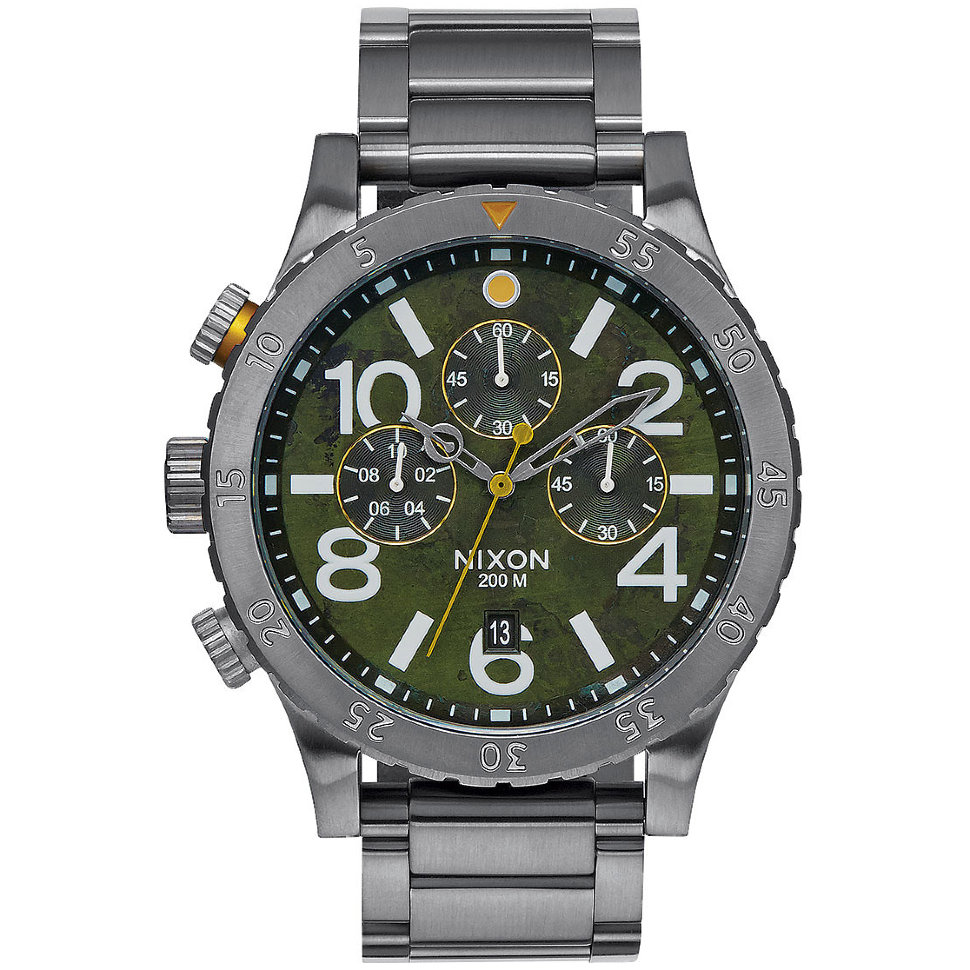 Купить часы nixon 48-20 chrono a/s gunmetal/green oxyde недорого. 