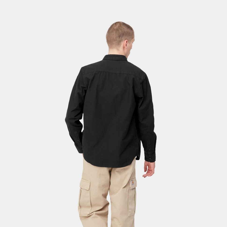 Рубашка CARHARTT WIP L/S Bolton Shirt Black (Garment Dyed) фото 4