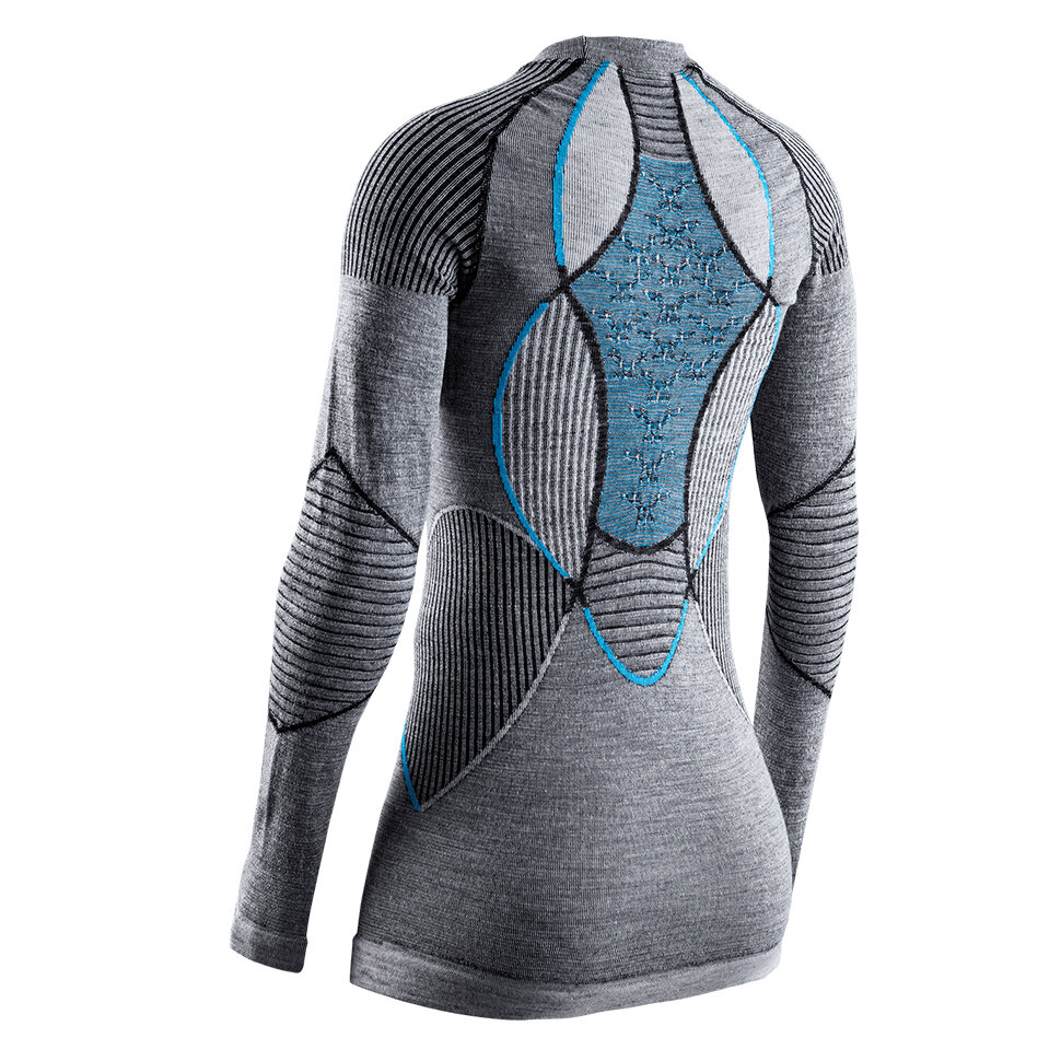 Термокофта женская X-BIONIC Apani 4.0 Merino Shirt Round Neck Lg Sl Black/Grey/Turquoise 2021 фото 2