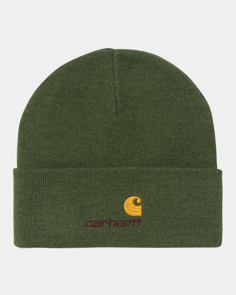 Шапка CARHARTT WIP American Script Beanie FW25 Tarragon