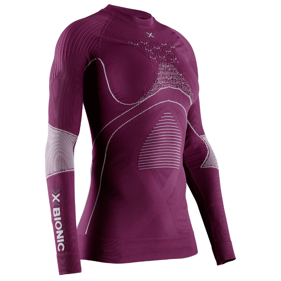 Термокофта женская X-BIONIC Energy Accumulator 4.0 Shirt Round Neck Lg Sl Plum/Pearl Grey 2021