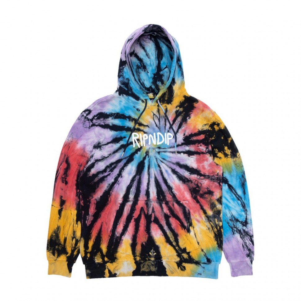 Толстовка RIPNDIP Rubber Logo Hoodie Sunburst Spiral Tie Dye 2021 фото 2