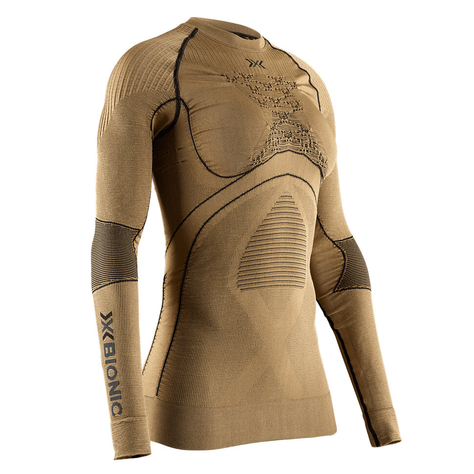Термокофта женская X-BIONIC Radiactor 4.0 Shirt Round Neck Lg Sl Gold/Black 2021