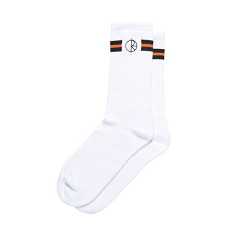 Носки POLAR SKATE CO. Stroke Logo Socks WHITE/BLACK/ORANGE, фото 1