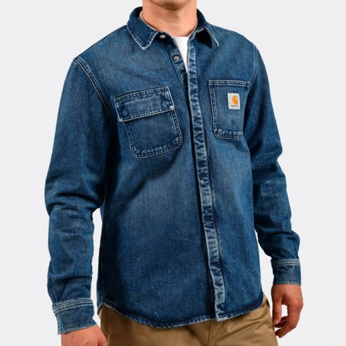 Рубашка CARHARTT WIP Salinac Shirt Jac BLUE (MID WORN WASH), фото 2