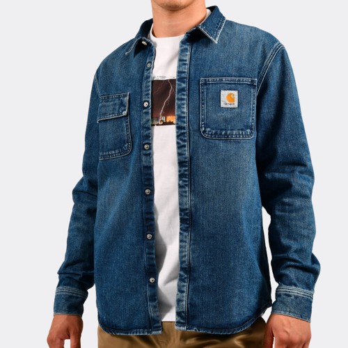 Рубашка CARHARTT WIP Salinac Shirt Jac BLUE (MID WORN WASH), фото 1