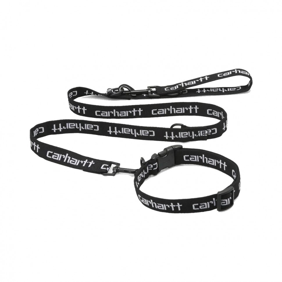 Ошейник и поводок для собак CARHARTT WIP Script Dog Leash & Collar Black / White 2022 4064958188353, размер O/S - фото 1
