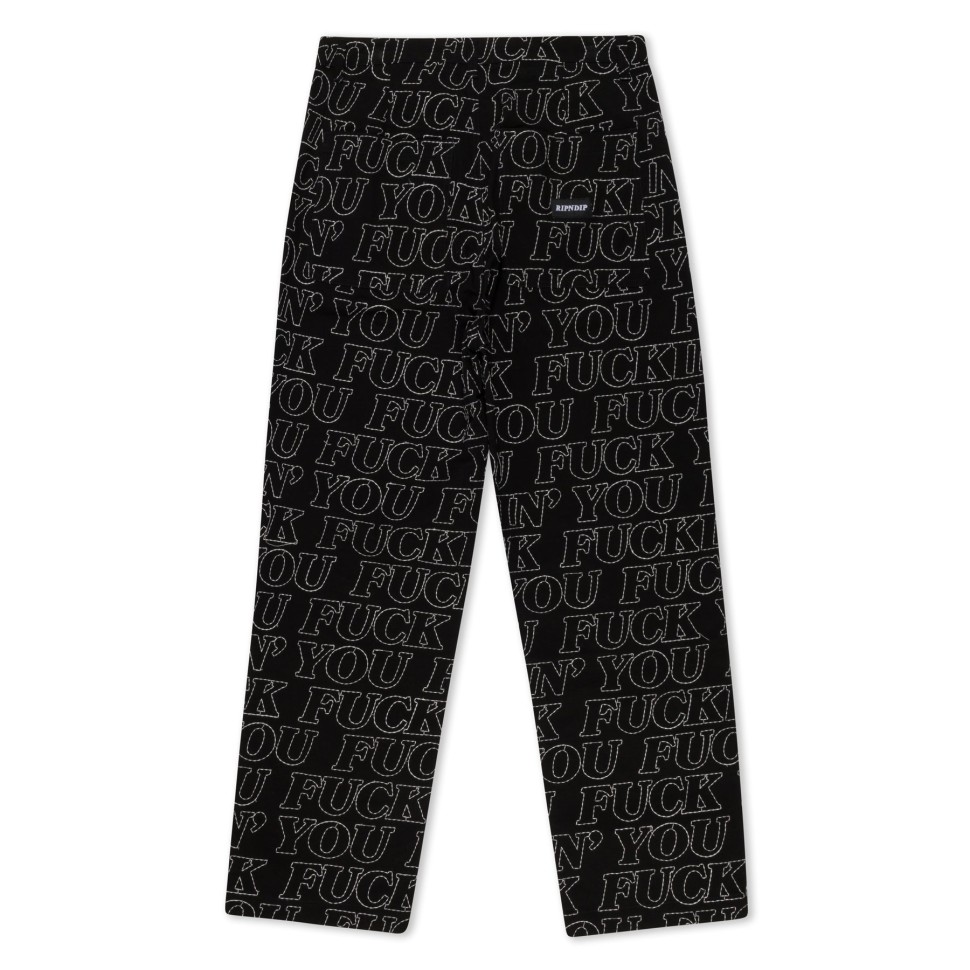Брюки RIPNDIP Fuckin Fuck Quilted Wide Leg Pants Black фото 2