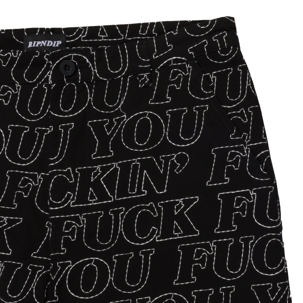Брюки RIPNDIP Fuckin Fuck Quilted Wide Leg Pants Black фото 4