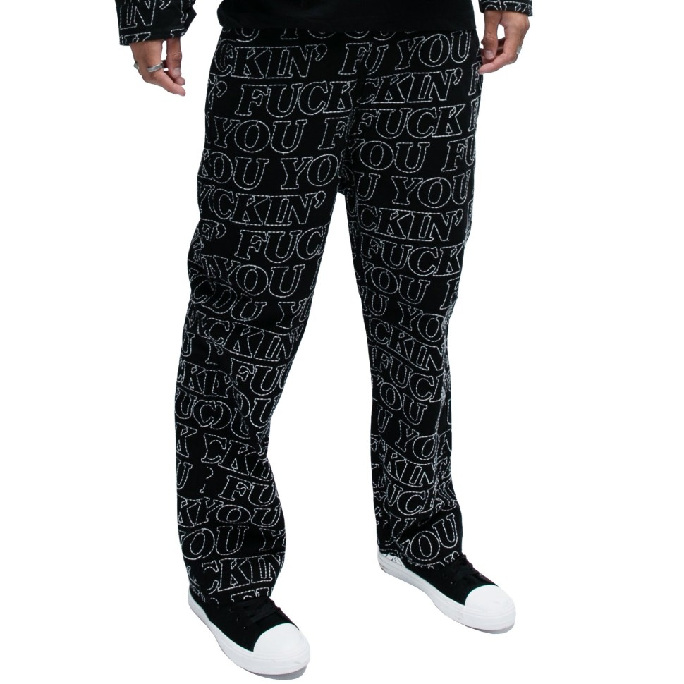 Брюки RIPNDIP Fuckin Fuck Quilted Wide Leg Pants Black фото 3