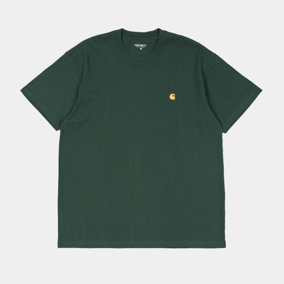 Футболка CARHARTT WIP S/S Chase T-Shirt Discovery Green / Gold 4064958611356, размер S - фото 1