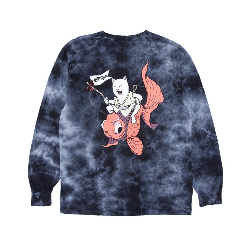 Лонгслив RIPNDIP Master Nermal San Long Sleeve Black Lightning Wash 2022 фото 2