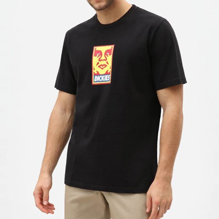 Хлопковая футболка Obey x Dickies Heavyweight Tee Black 2021, фото 1