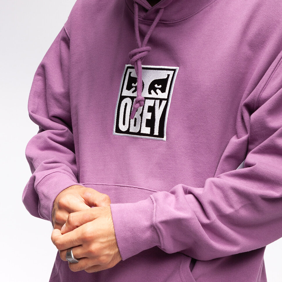 фото Толстовка с капюшоном obey subvert eyes hood purple nitro 2021