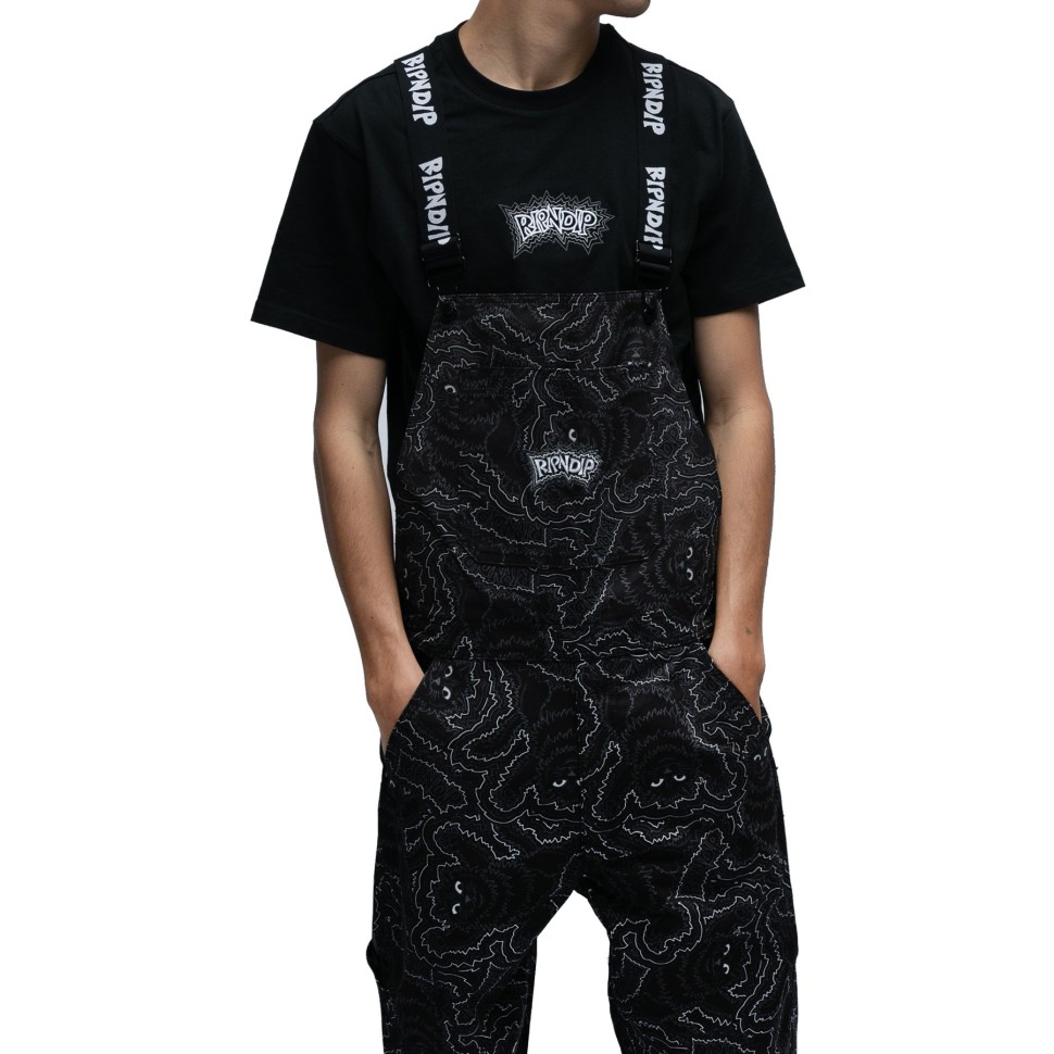 Брюки RIPNDIP Big Pussy Energy Cotton Twill Overalls Black фото 3