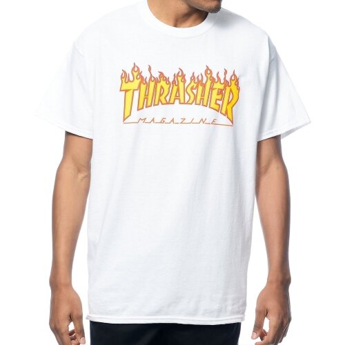 Футболка THRASHER Flame Logo White, фото 1